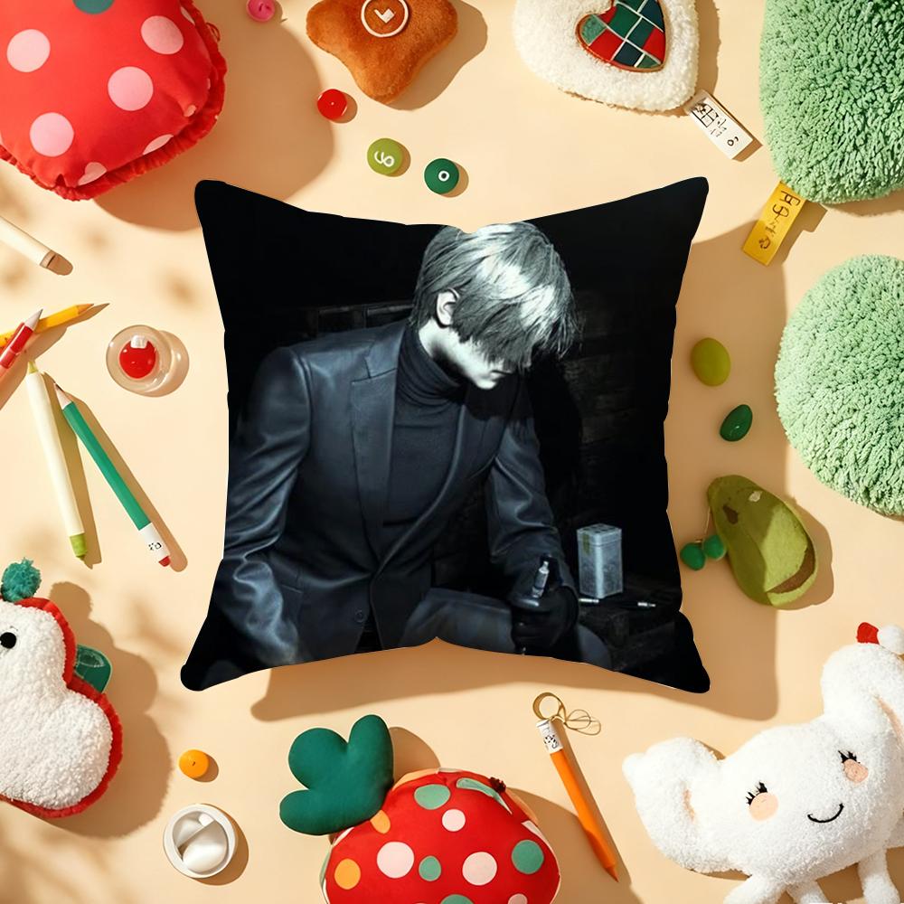 L-Leon K-Kennedy Cushion Cover Plush Fabric Soft Double-Sided Printed Sofa Warm Winter Home Gift Pillow Cover