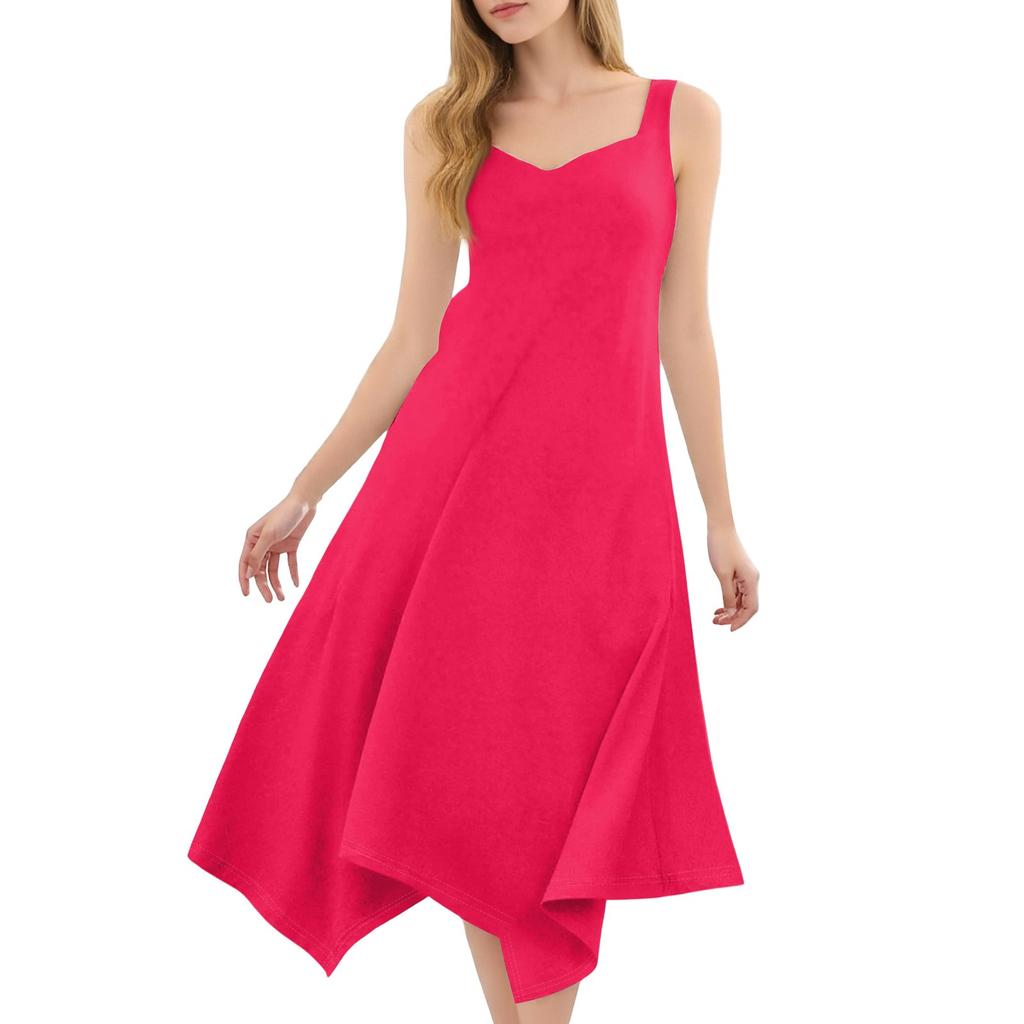 Женское повседневное модное платье миди без рукавов с круглым вырезом и нерегулярным подолом