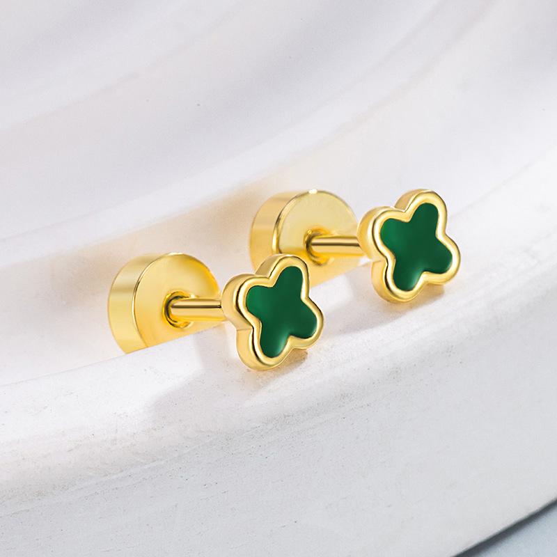 Высококлассное чувство моды Серьги с четырьмя листочками клевера Серьги Fine Tide Screw Cap Серьги для женщин
