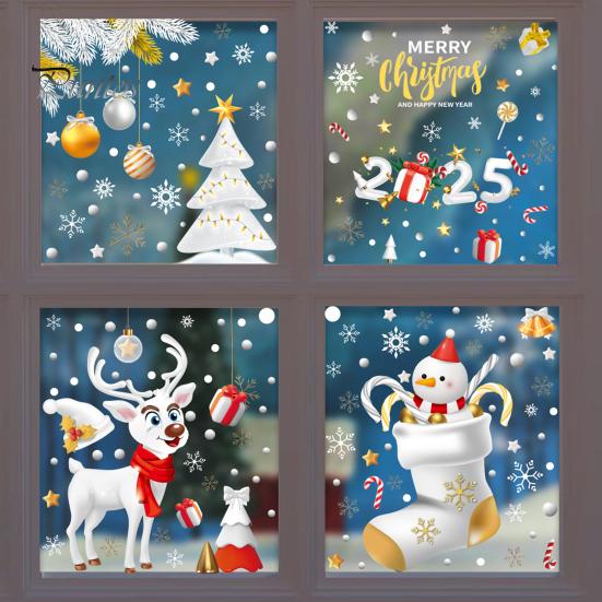 9 шт. Рождественские статические наклейки зимние окна снежинки наклейка Санта-Клаус снеговики неклейкие наклейки для дома школы офиса