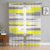 Geometric Line Paint Yellow Sheer Curtains for Living Room Decoration Window Curtains for Kitchen Tulle Voile Organza Curtains