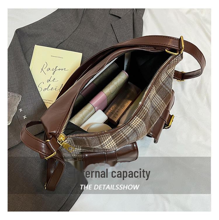 Сумка через плечо из шерсти в стиле ретро 2024 года контрастного цвета — трансграничная мода на осень/зиму