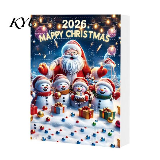 Christmas Advent Calendar 2026, Snowman 24 Day Countdown Box with Acrylic Hanging for Girls Boys Pendants, Festive Tree Decor, Holiday Gift Kids