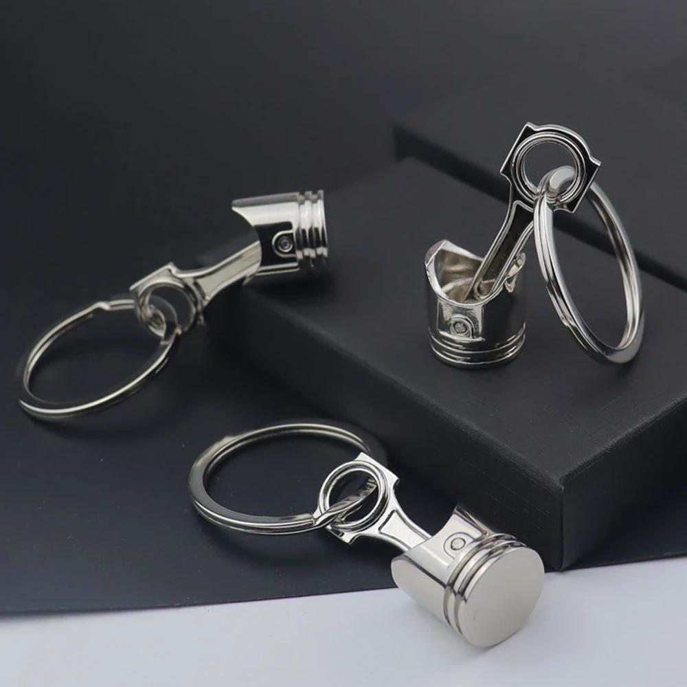 Unique Car Engine Piston Style Keychain Creative Metal Piston Model Keyring Keyfob Key Pendant Car Trinkets Accessories Gifts