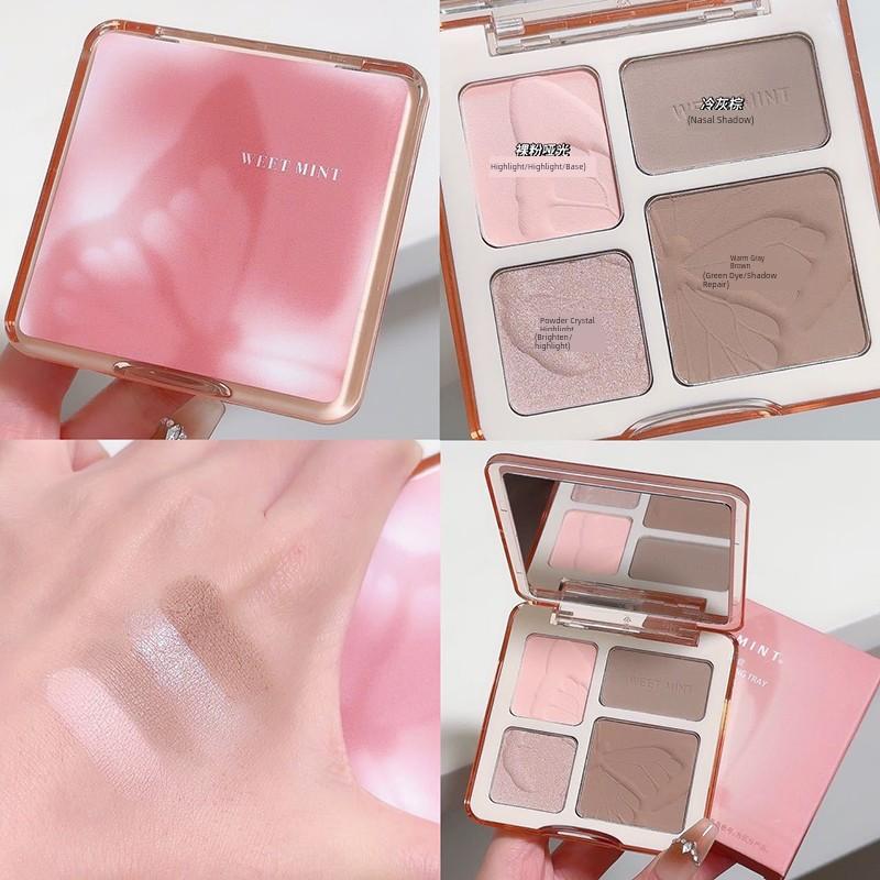 Highlight Repair Makeup Palette Matte Brightening Natural Three-Dimensional Bone Beauty Orange Brown Shadow Nose Shadow Four-Color Comprehensive Plate