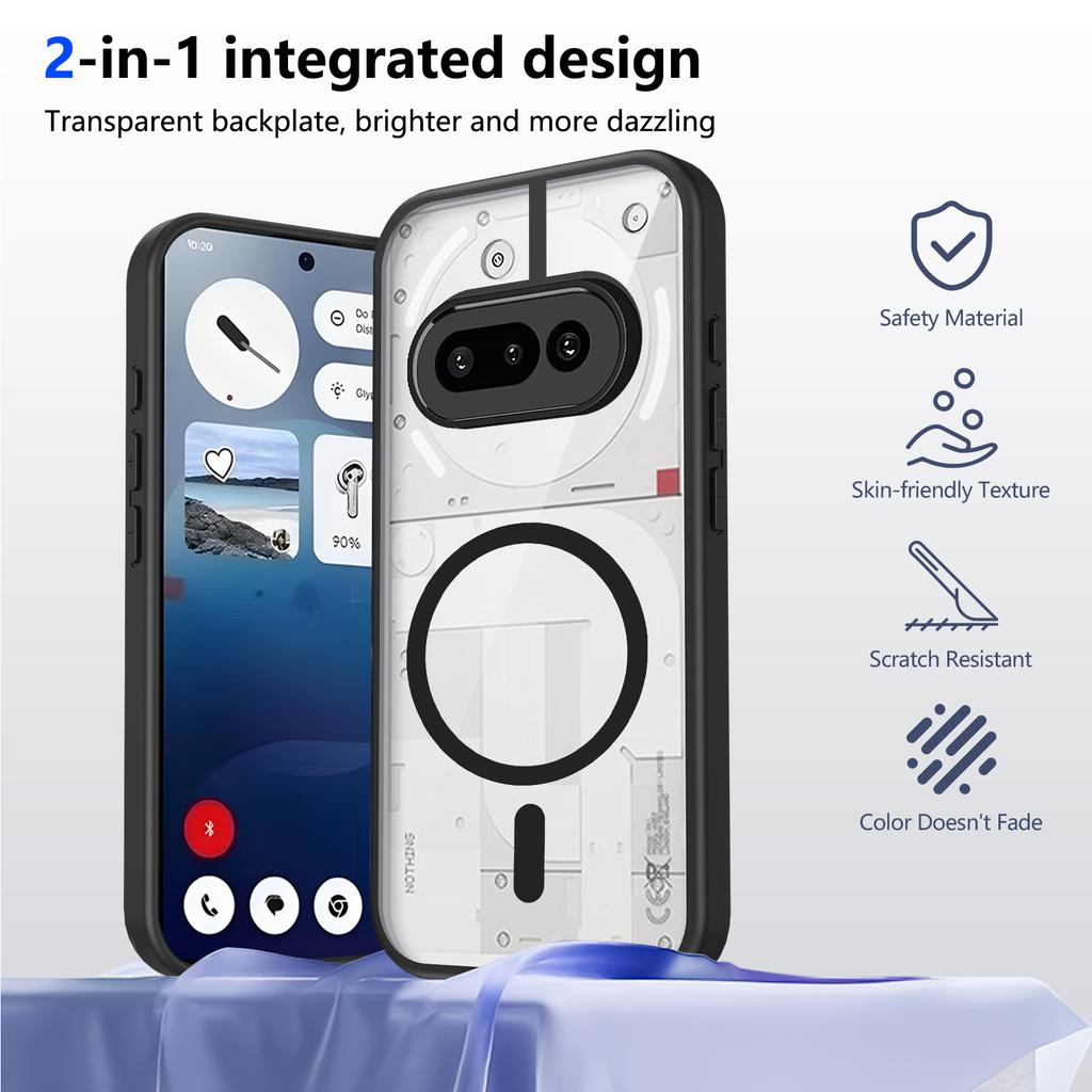 Для Nothing Phone 3A Чехол-крышка с магнитной беспроводной зарядкой Magsafe Nothing 3A Pro Противоударный силиконовый чехол с защитой от падения Акриловый чехол Nothing Phone 4A