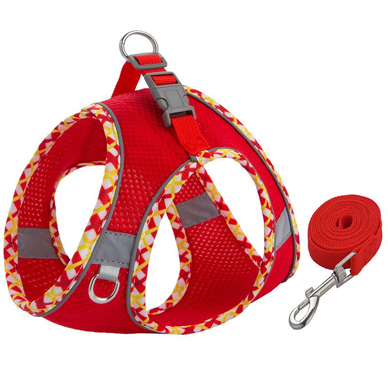 Собака Кошка Домашнее животное Шлейка Поводок Набор Регулируемый Светоотражающий Защищенный от побега Щенок Котенок Домашнее животное Жилет Шлейка Ошейник для собаки Аксессуары для маленьких собак