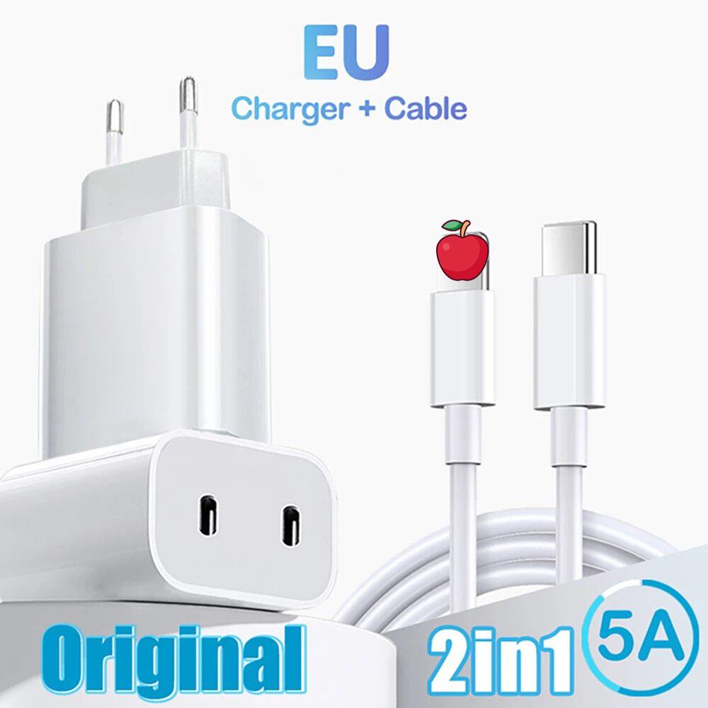 40 Вт Двойное зарядное устройство PD USB C Быстрая зарядка 3.0 Тип C Вилка ЕС/США Адаптер для зарядного устройства телефона для Apple iPhone 15 14 Pro Max Samsung Xiaomi
