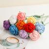 Simulated Yarn Rose Handmade Single Color Wool Knitting Artificial Rose Home Decoration Fake Flower Mother's Day Gift