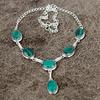 Green Jade Gemstone Handmade 925 Sterling Silver Jewelry Necklace 18" KKG-404