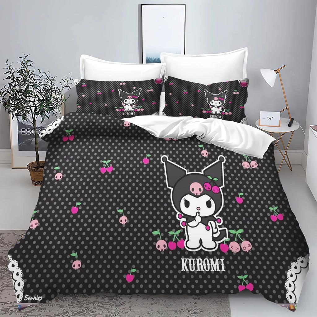 Sanrio Bedding Sets Hello Kitty Kuromi Cinnamoroll Comforter Bed Cover Duvet Cover Pillow Case 2-3 Pieces Sets Kids Adult Size