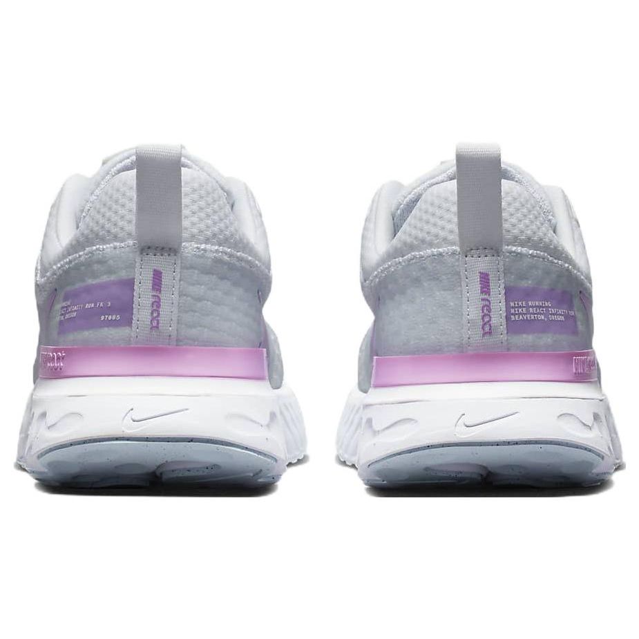 Nike React Infinity Run Flyknit 3 Grey Rush Fuchsia Женские кроссовки Бело-синий оттенок DZ3016-100
