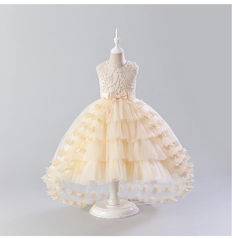 Платье для девочек из пушистой пряжи Cross-Border с бусинами и бантом