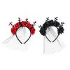 Lace Veil Rose Hair Hoop Gothic Halloween Flower Crown  Halloween Decor Gifts