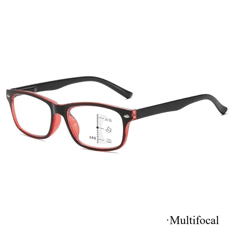 Прогрессивные мультифокальные очки для чтения с защитой от синего света, Ретро квадратные, Простые, Сверхлегкие, Унисекс, От +1.0 до +4.0