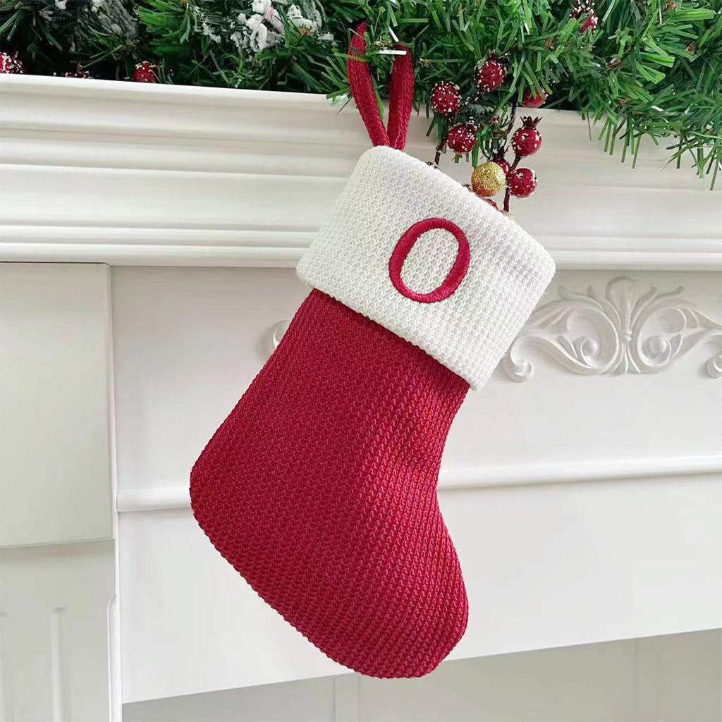 Рождественские чулки, маленькие вышитые буквы, вязаные рождественские подвесные чулки, украшения, декор для рождественской вечеринки