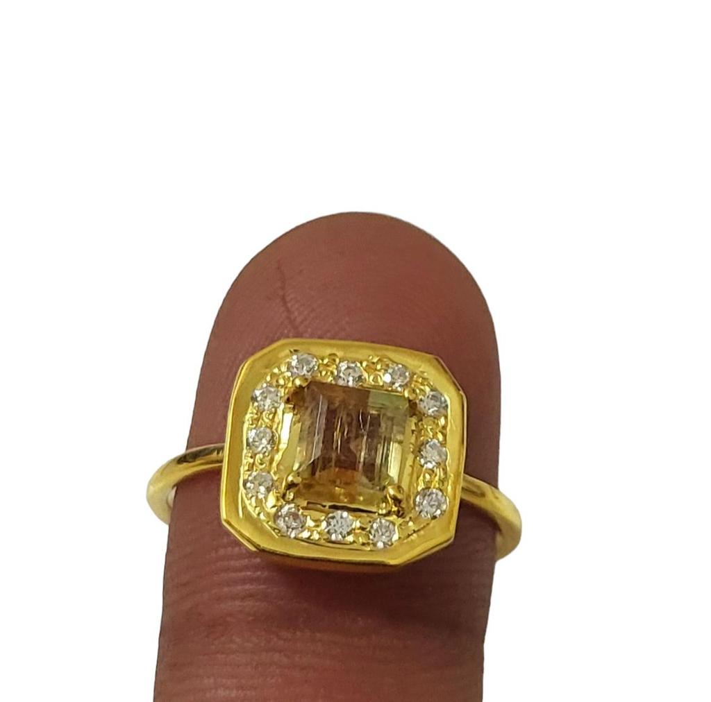 Rare Octo Watermelon Tourmaline Slice Gemstone 925 Sterling Silver Ring Size 7 US,