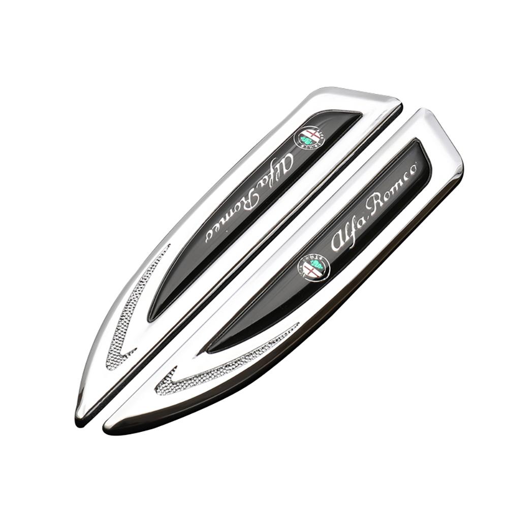 QGDM1 2pcs 3D Metal Badges Decal Stickers Side Wing Knife Emblem Car Stickers For Alfa Romeo Giulietta GT 159 147 156 Giulia Stelvio