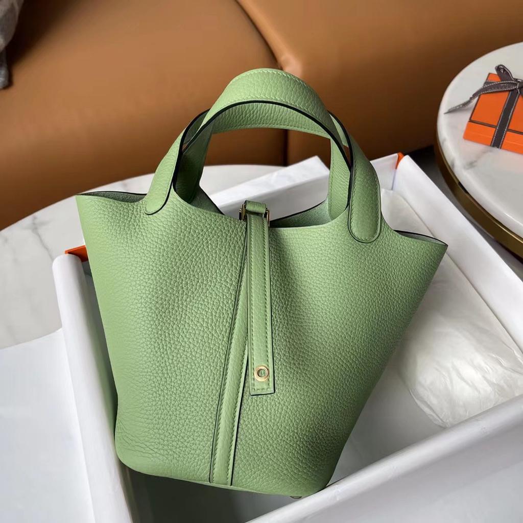 Корзина для овощей из воловьей кожи, сшитая вручную вощеной нитью для детей, обернутая в натуральную кожу с узором личи, сумка-ведро для воды для женщин