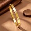 European Light Luxury Diamond Four-Leaf Clover 18K Gold-Plated Titanium Steel Bracelet Set