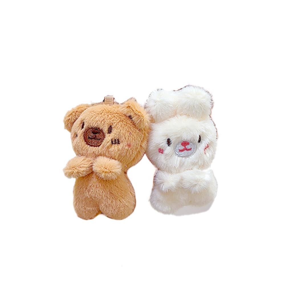 Rabbit Bear Plush Animal Keychain Set With Soft Fur For Kids And Collectors