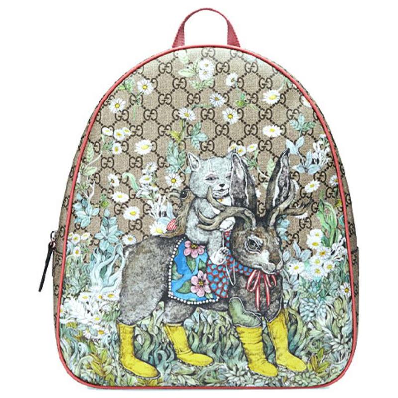 Gucci Рюкзак X Yuko Higuchi GG Supreme Canvas с принтом животных для унисекс на каждый день