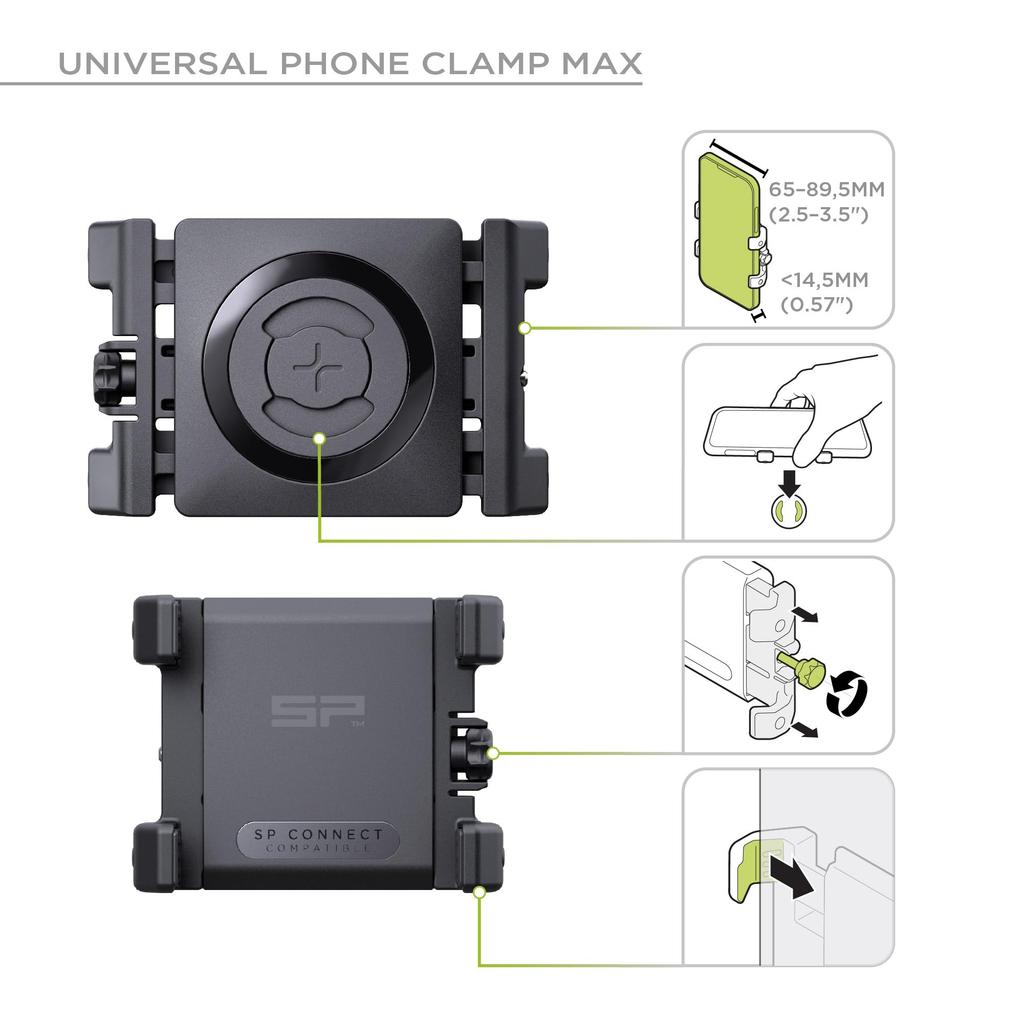 SP Connect Universal Clamp Mount Compatible Smartphone Holder SPC+ Bicycle/Motorcycle