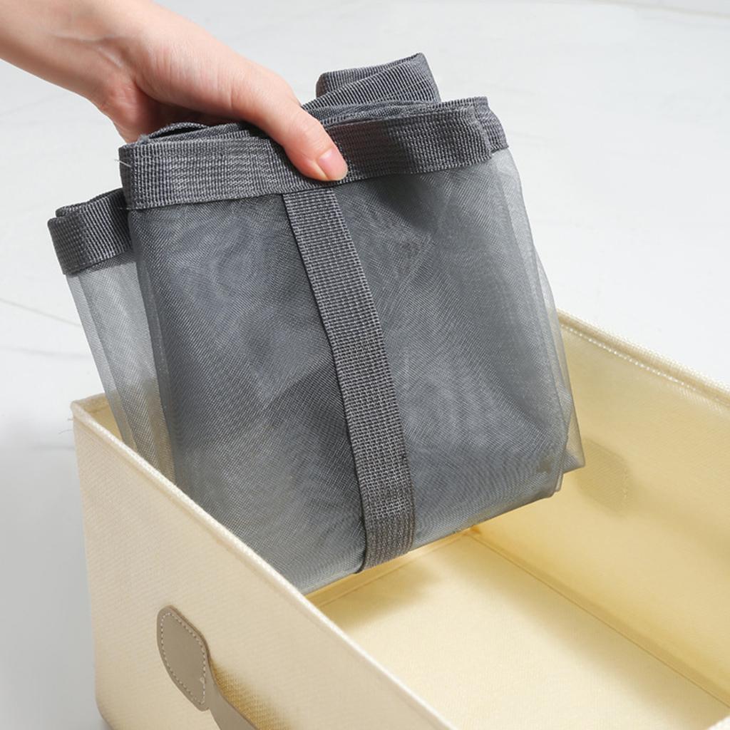 Large Foldable Mesh Laundry Basket Pocket Dirty Clothes Hamper with Handles for Bathroom Bedroom Collapsible Washing Storage Bag