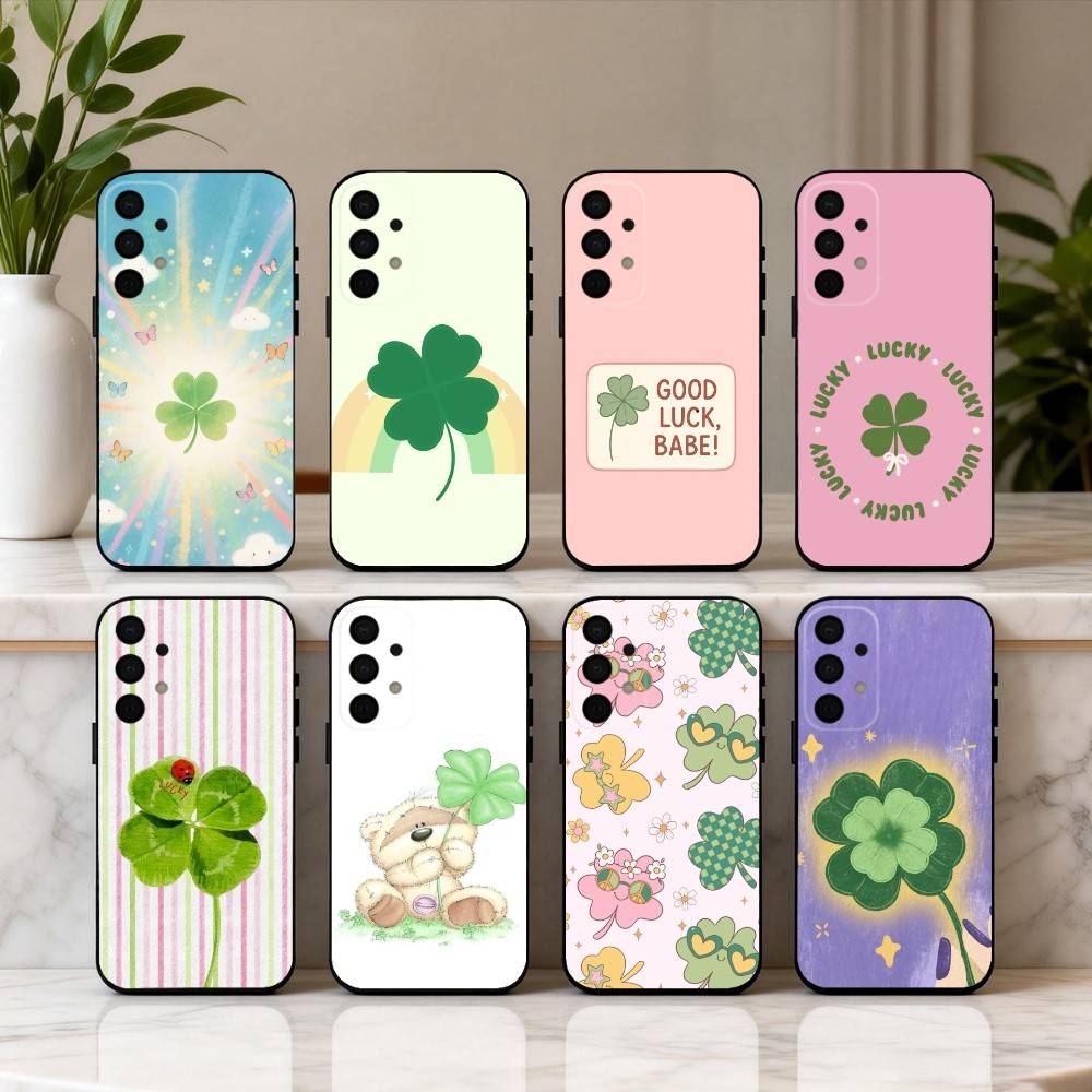 C-Clover C-Cute L-Lucky-K Phone Case For Samsung Galaxy A73,A72,A71,A70,A53,A52,A51,Soft Silicone Black Cover