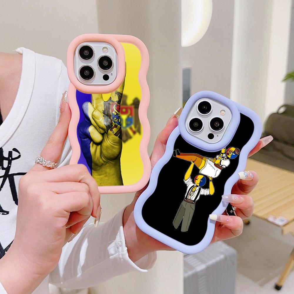 Ae94 Республика Молдова Флаг защитные чехлы для телефонов Samsung S24 Plus S23 Ultra A14 A55 A06 Honor X9b Motorola OnePlus Big Wave TPU задняя крышка