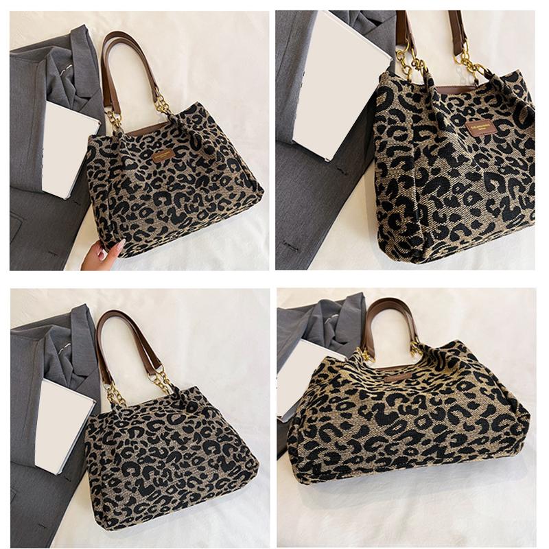 Новая Мода Универсальная Сумка Через Плечо с Леопардовым Принтом Женская Сумка Высокая Текстура Большая Вместимость Сумка-Тоут для Шоппинга