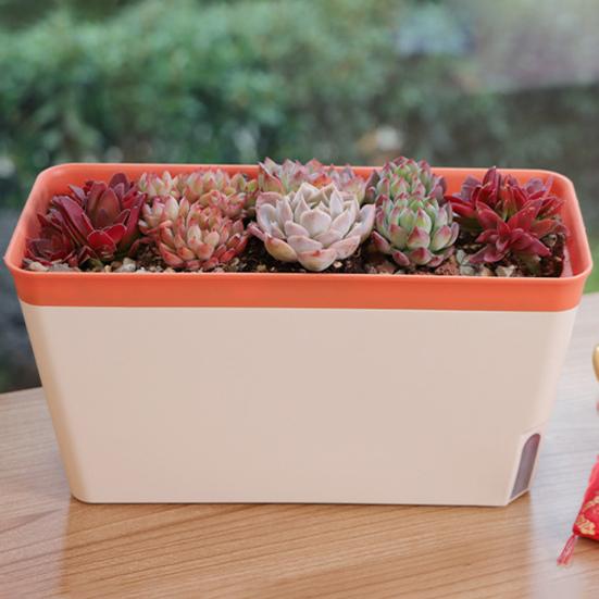 Самополивающийся горшок для растений, прямоугольный современный двухслойный домашний подоконник, настольный цветочный горшок для трав, сочный ящик для цветов, садовые принадлежности