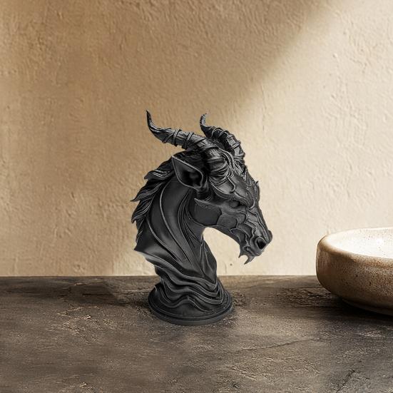 Темный Орнамент с Головой Овцы, 3D Печатная Готическая Скульптура Дьявола, с Детализированной Текстурой Рогов, Настольная Статуэтка, для Украшения Дома