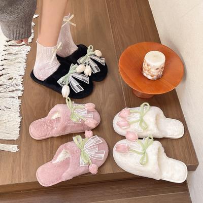 2025 осень и зима новая мода корейская версия шнуровка туфли-тюльпаны повседневный стиль универсальные увеличивающие рост мягкая подошва сумка голова полушлепанцы