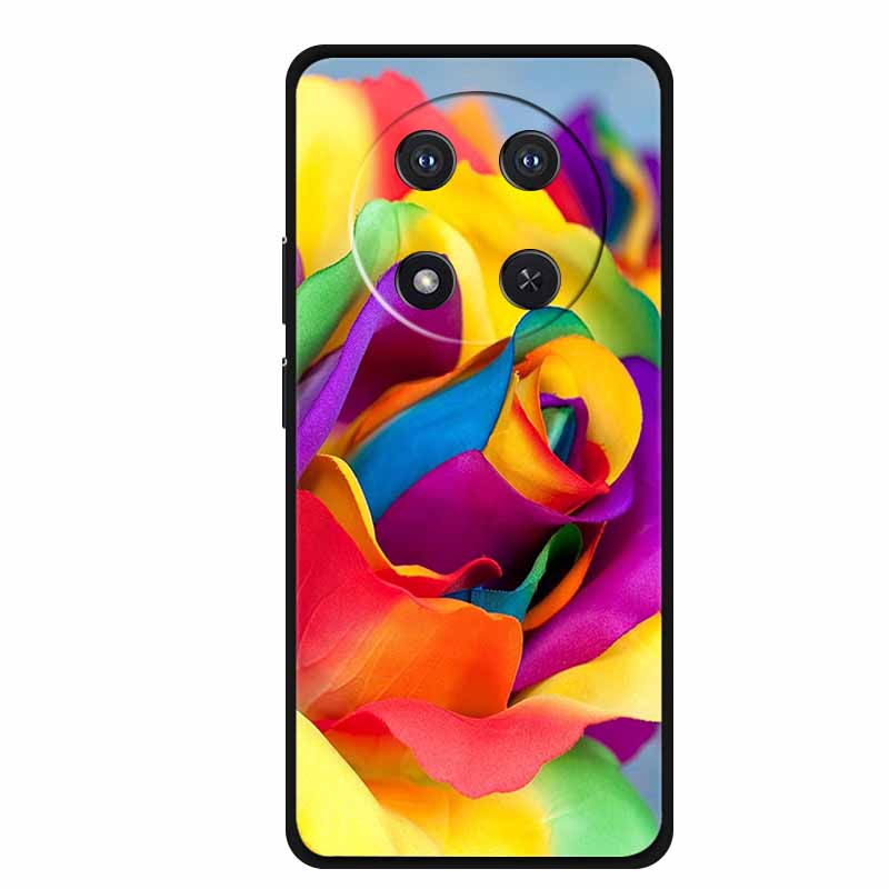 Чехол для Honor X9c X 9 c Цветочки Черный Силикон ТПУ Мягкая Задняя Крышка Для Honor Magic 7 Pro Magic7 5G lite Чехол для Телефона Funda