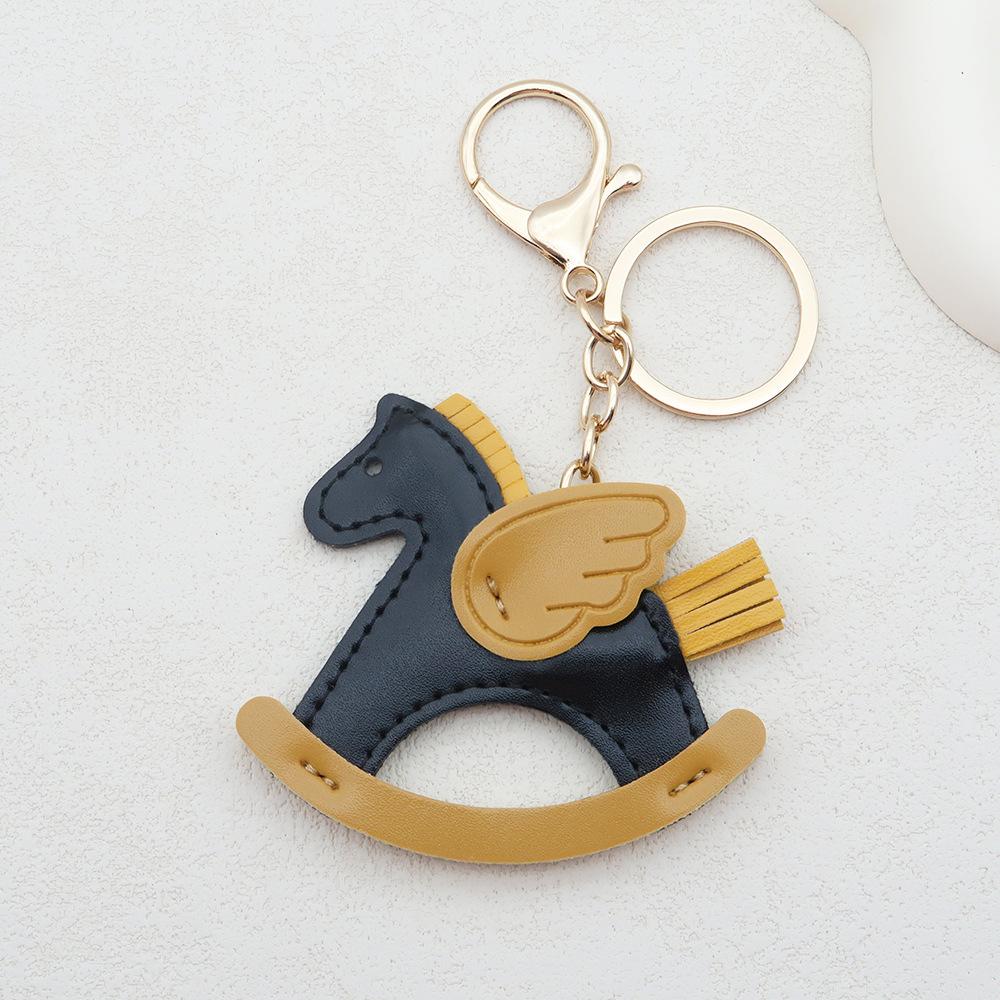 Women's Bag Charm Decoration Bag Pendant Cartoon Rocking Wooden Horse Women's Leather Bag Charm Key Chain Cute Bag Accessories Gifts