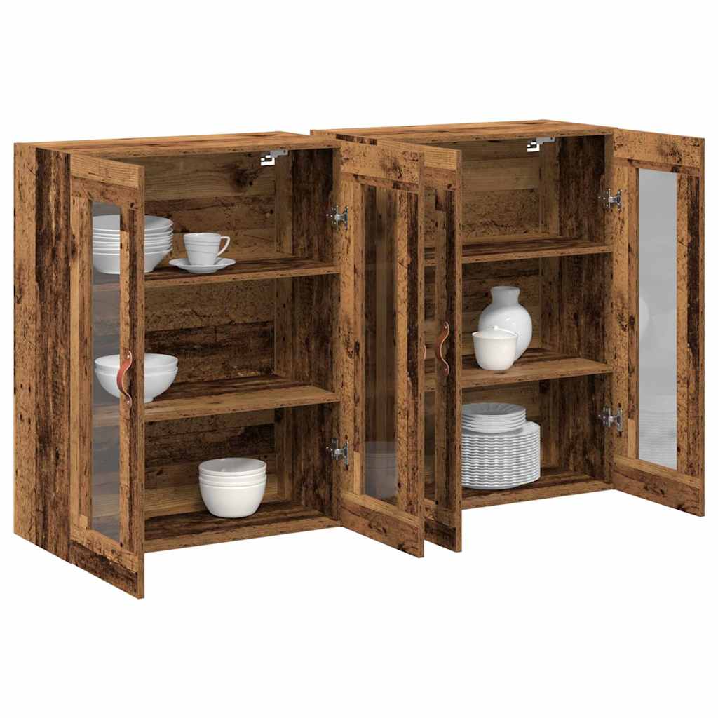 vidaXL Wandschränke 2 stk. Altholz 69,5 x 34 x 90 cm Holzwerkstoff