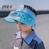 Children Cooling Beach Hat Cartoon Kids Sun Visor with USB Charging Fan UPF50+ Summer Curved for Outdoor Empty Top Wide Brim Sunhat Boys Girls