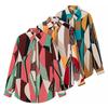 Kaslead Новое поступление Женский модный стиль Модный повседневный Универсальный Контрастный цвет Геометрический принт Рубашка с длинными рукавами