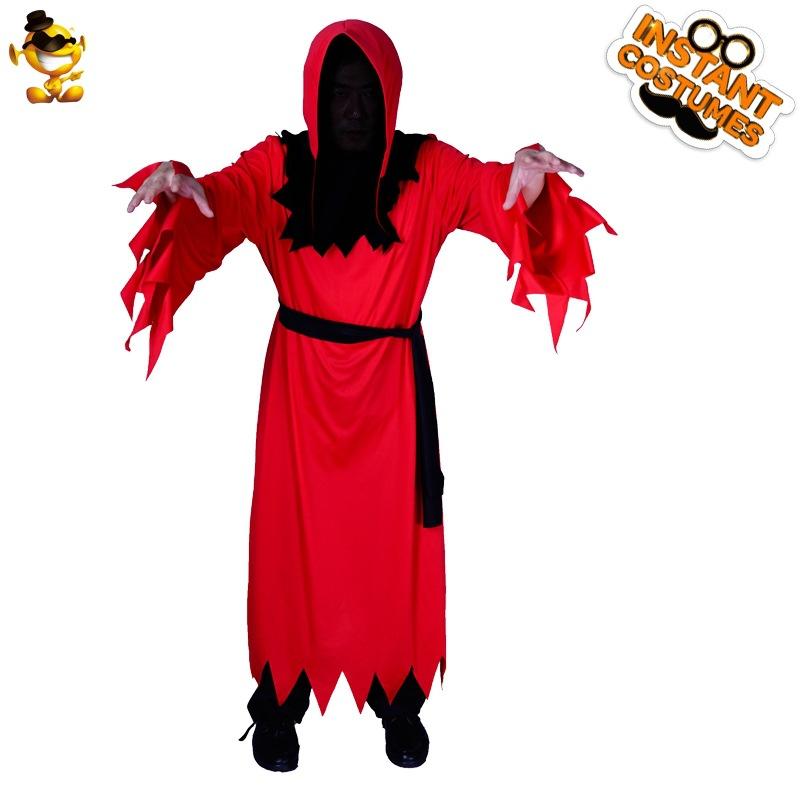 Halloween Adult Men's Red Demon Reaper Party Costume Halloween Cosplay Stage Robe Costume