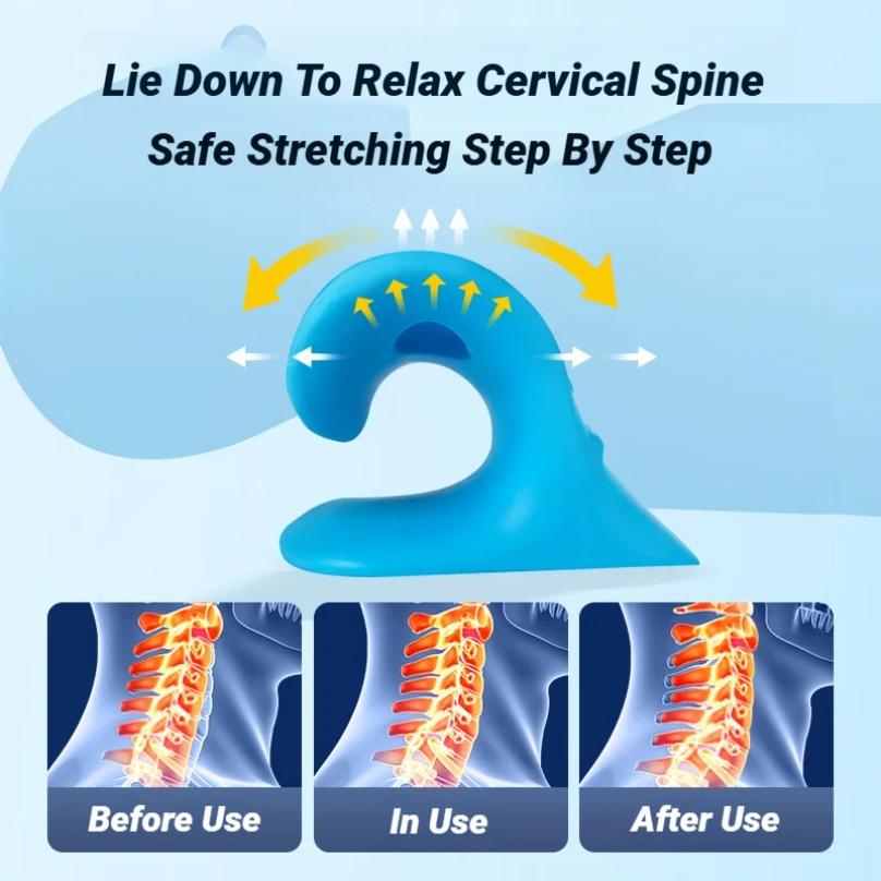 Расслабляющий аппарат для шеи и плеч C-типа Растяжка шейного отдела позвоночника Расслабляющее устройство для мышц Коррекция массажной подушки Хиропрактика