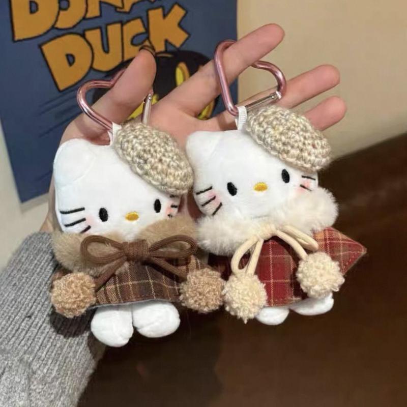 Кавайный Зимний День Принцессы Накидка Брелок Hello Kitty Плюшевый Подвес Украшение для Рюкзака Подарки на Рождество и Новый Год