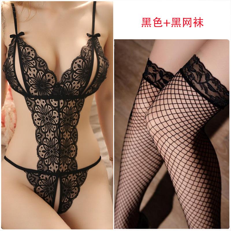 Sex Lingerie Open Sexy Lace Hollow Onesie Passion Bed Teasing Plus Size Tight Female Temptation