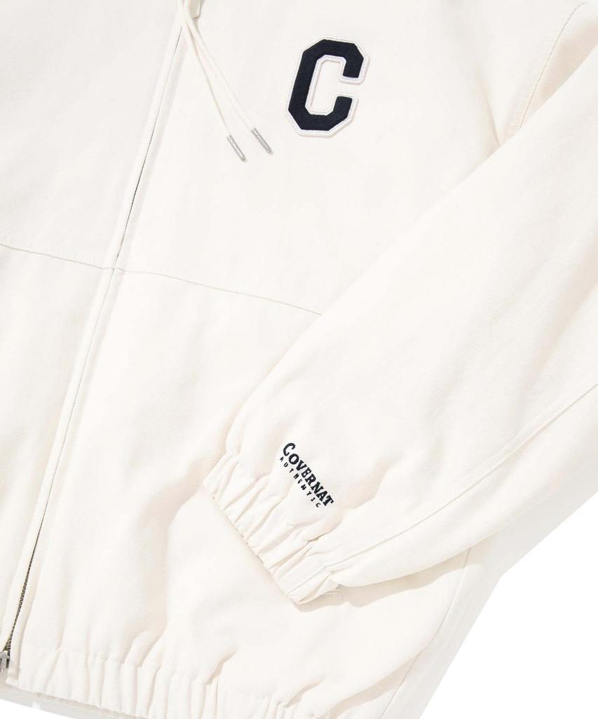 Covernat C Logo Heavy Oxford Hoodie Jacket Ivory