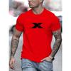 Summer Men's 100% Cotton Casual Loose Fit Large X Letter Print Round Neck Short Sleeved T-shirt Top High Street Unisex Style