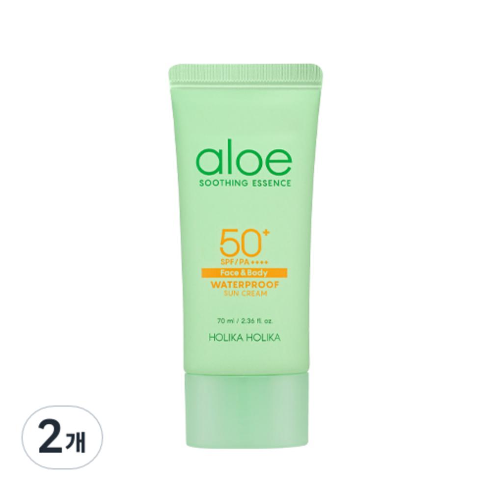 HOLIKA HOLIKA Aloe Waterproof Sun Cream SPF 50+ PA++++, 70ml, 2 Units