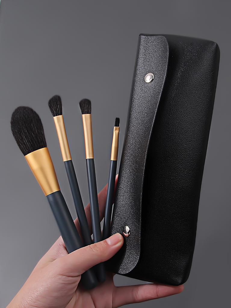 2025 New Portable 4Pcs Makeup Brushes Set With Storage Bag Soft Bristle For Foundation Blush Eyeshadow Daily Touch-Up Travel Use