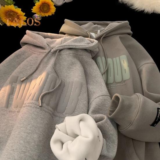 Мужская толстовка с капюшоном на осень-зиму с принтом букв, эластичными манжетами, толстым плюшем, большим накладным карманом, с капюшоном, свободная, сохраняющая тепло, средней длины