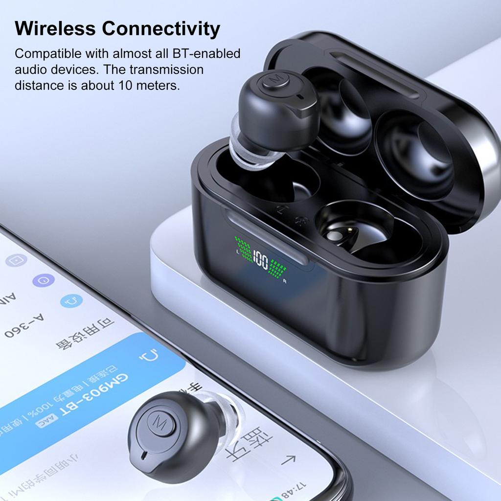 2in1 InEar BT Wireless Earbuds Hearing Aid with Charging Case Rechargeable Earphones and Hearing