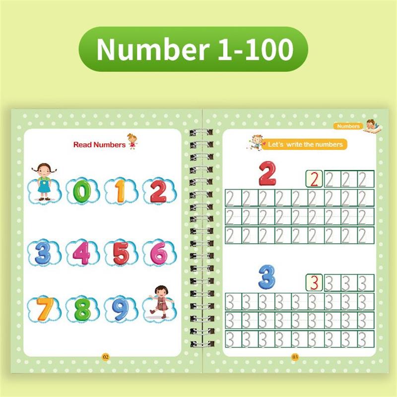 Набор для тренировки почерка Grooves Writing Practice For Children Handwriting Practice Copybook Set, многоразовая тетрадь для детей дошкольного возраста 3-5 лет.
